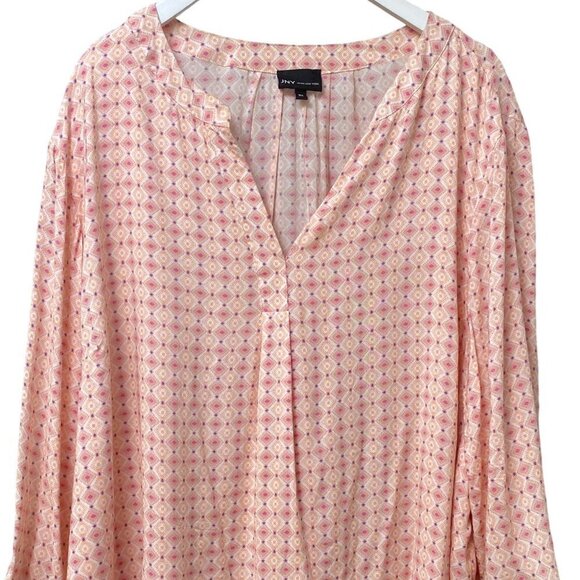 JONES NEW YORK Women Plus Size Blouse Blouse Rayon Top Orange Pink 3/4 Sleeve - Picture 4 of 12